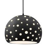 Perforated Globe Pendant w/ Black Cord - Matte Black / Carbon