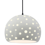 Perforated Globe Pendant w/ Black Cord - Matte Black / Matte White