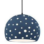 Perforated Globe Pendant w/ Black Cord - Matte Black / Midnight Sky