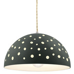 Perforated Dome Pendant - Brushed Nickel / Pewter Green