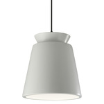 Radiance Trapezoid Tall Pendant w/ Black Cord - Matte Black / Matte White