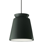 Radiance Trapezoid Tall Pendant w/ Black Cord - Matte Black / Pewter Green
