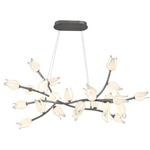 Belluno Linear Chandelier - Brushed Vintage Gray / Etched Glass