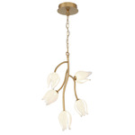 Belluno Vertical Chandelier - Champagne Gold / Etched Glass