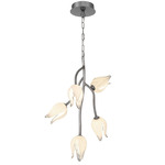 Belluno Vertical Chandelier - Brushed Vintage Gray / Etched Glass