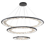 Nettuno Tiered Chandelier - Metallic Brushed Grey / Cognac