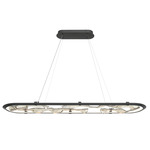 Nettuno Oval Chandelier - Metallic Brushed Grey / Cognac
