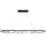 Nettuno Oval Chandelier - Metallic Brushed Grey / Cognac