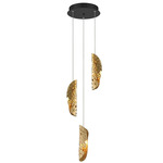 Sorrento Round Multi Light Pendant - Black / Copper Leaf