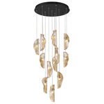 Sorrento Round Multi Light Chandelier - Black / Amber