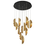 Sorrento Round Multi Light Chandelier - Black / Copper Leaf