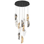 Sorrento Round Multi Light Chandelier - Black / Amber / Clear / Smoke