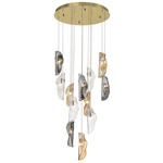 Sorrento Round Multi Light Chandelier - Gold / Amber / Clear / Smoke
