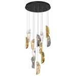 Sorrento Round Multi Light Chandelier - Black / Amber / Clear / Smoke / Copper Leaf
