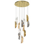 Sorrento Round Multi Light Chandelier - Gold / Amber / Clear / Smoke / Copper Leaf