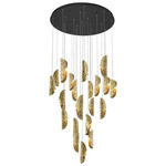 Sorrento Round Multi Light Chandelier - Black / Copper Leaf