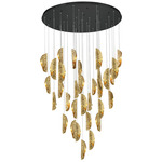Sorrento Round Multi Light Chandelier - Black / Copper Leaf