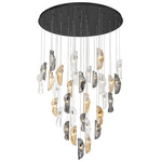 Sorrento Round Multi Light Chandelier - Black / Amber / Clear / Smoke