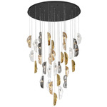 Sorrento Round Multi Light Chandelier - Black / Amber / Clear / Smoke / Copper Leaf