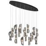 Sorrento Oval Multi Light Chandelier - Black / Smoke