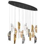 Sorrento Oval Multi Light Chandelier - Black / Amber / Clear / Smoke / Copper Leaf