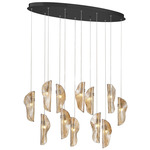 Sorrento Oval Multi Light Chandelier - Black / Amber