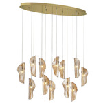 Sorrento Oval Multi Light Chandelier - Gold / Amber