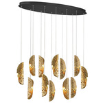 Sorrento Oval Multi Light Chandelier - Black / Copper Leaf
