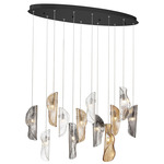 Sorrento Oval Multi Light Chandelier - Black / Amber / Clear / Smoke