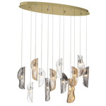 Sorrento Oval Multi Light Chandelier - Gold / Amber / Clear / Smoke