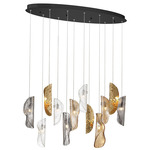 Sorrento Oval Multi Light Chandelier - Black / Amber / Clear / Smoke / Copper Leaf