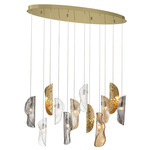 Sorrento Oval Multi Light Chandelier - Gold / Amber / Clear / Smoke / Copper Leaf