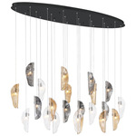 Sorrento Oval Multi Light Chandelier - Black / Amber / Clear / Smoke