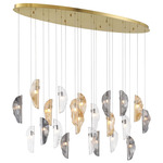 Sorrento Oval Multi Light Chandelier - Gold / Amber / Clear / Smoke