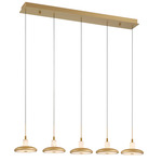 Mantova Linear Multi Light Chandelier - Painted Antique Brass / Alabaster