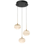 Calcolo Multi-Light Chandelier - Matte Black / Natural Alabaster