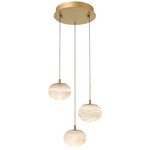 Calcolo Multi-Light Chandelier - Painted Antique Brass / Natural Alabaster