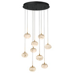 Calcolo Multi-Light Chandelier - Matte Black / Natural Alabaster