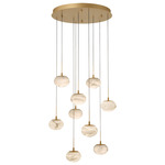 Calcolo Multi-Light Chandelier - Painted Antique Brass / Natural Alabaster