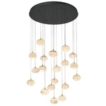 Calcolo Multi-Light Chandelier - Matte Black / Natural Alabaster