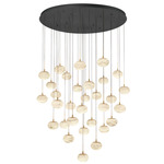 Calcolo Multi-Light Chandelier - Matte Black / Natural Alabaster