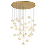 Calcolo Multi-Light Chandelier - Painted Antique Brass / Natural Alabaster