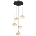 Calcolo Multi-Light Chandelier - Matte Black / Natural Alabaster