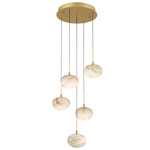 Calcolo Multi-Light Chandelier - Painted Antique Brass / Natural Alabaster