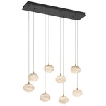 Calcolo Linear Multi-Light Chandelier - Matte Black / Natural Alabaster