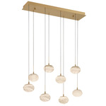 Calcolo Linear Multi-Light Chandelier - Painted Antique Brass / Natural Alabaster