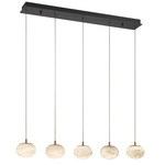 Calcolo Linear Multi-Light Chandelier - Matte Black / Natural Alabaster