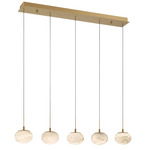 Calcolo Linear Multi-Light Chandelier - Painted Antique Brass / Natural Alabaster