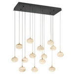 Calcolo Linear Multi-Light Chandelier - Matte Black / Natural Alabaster