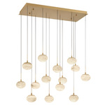 Calcolo Linear Multi-Light Chandelier - Painted Antique Brass / Natural Alabaster